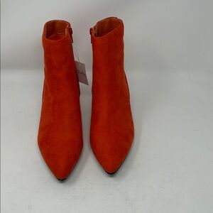 NWT Orange Suede Ankle Boots